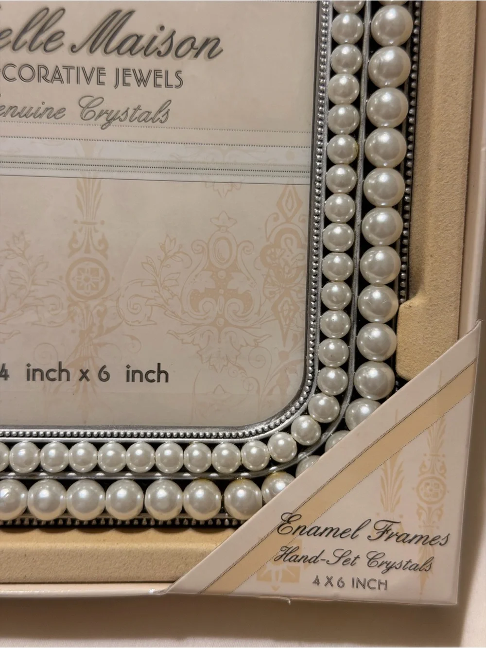 New Belle Maison Decorative Jewels Faux Pearl & Crystal Frame- size: 4